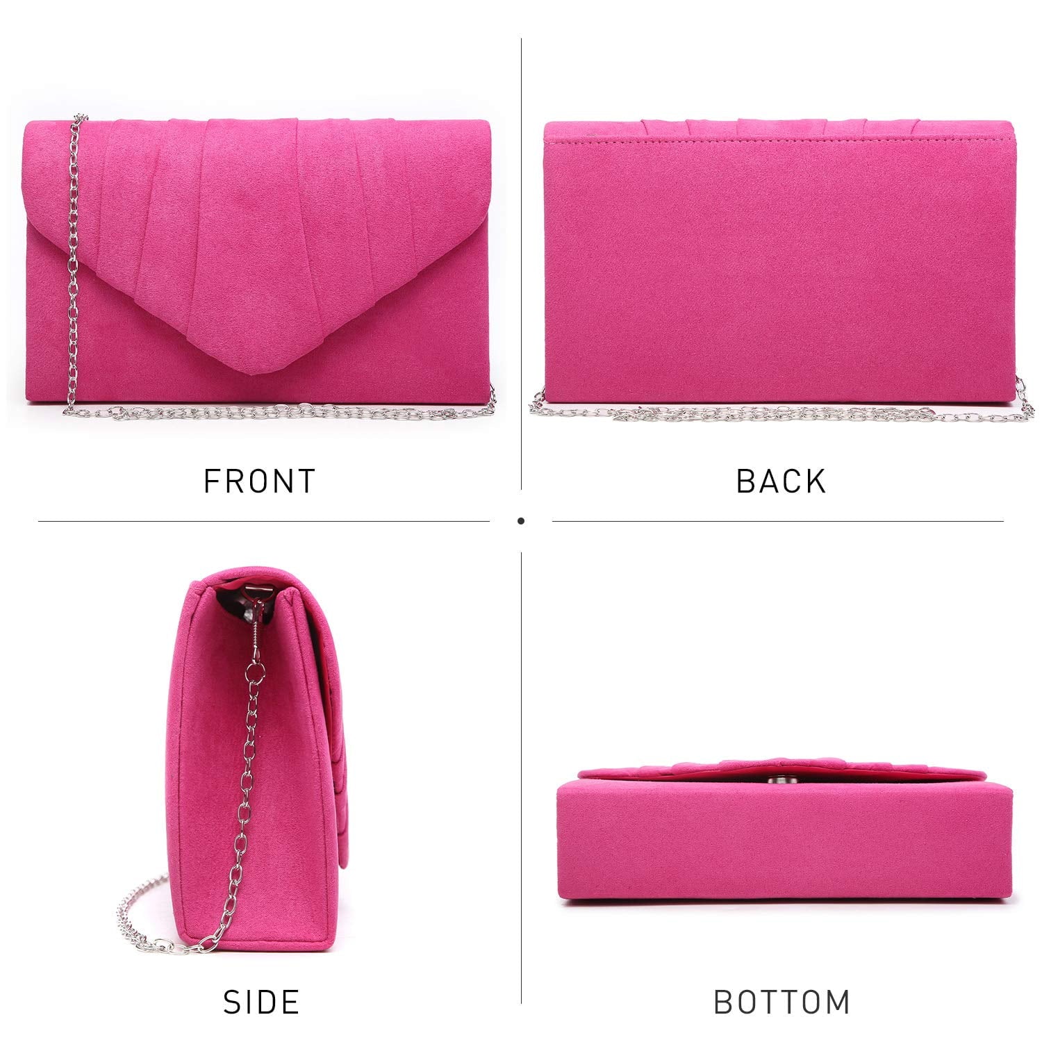 Women's Evening Bag Pleated Envelope Clutch Handbag 